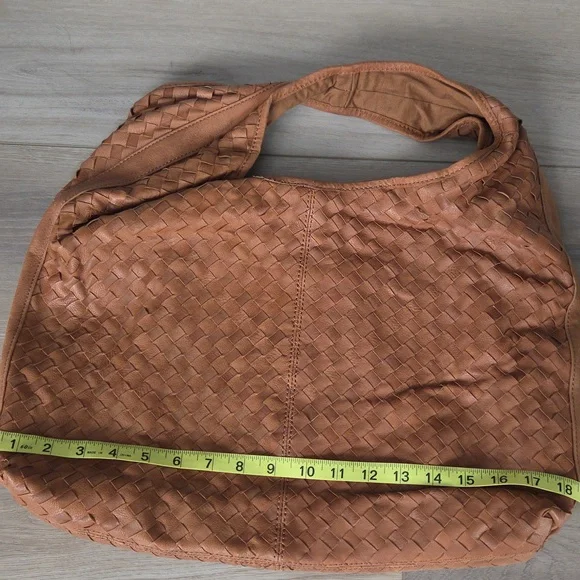 Vintage Woven Leather Brown Slouchy Purse Bag